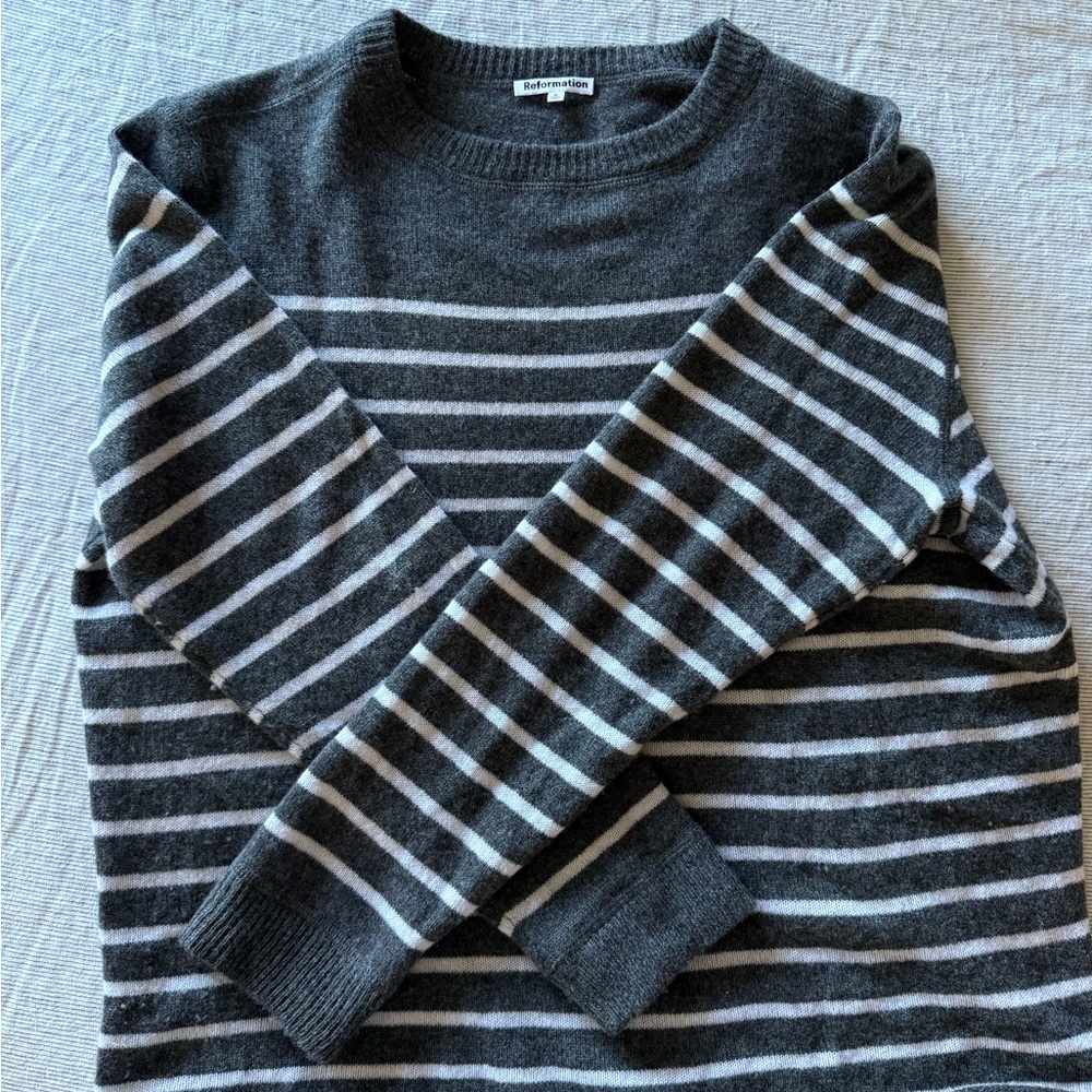 Reformation Women’s Gray Striped Sweater